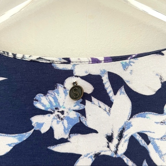 Soft Surroundings Shapely Anywhere Dress in Blue Floral  Small Petite - Picture 8 of 13